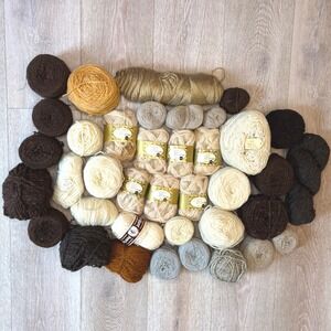 Vintage Sears Mohair Yarn & More Lot Neutral Cream Brown Blend 132 Knit Crochet